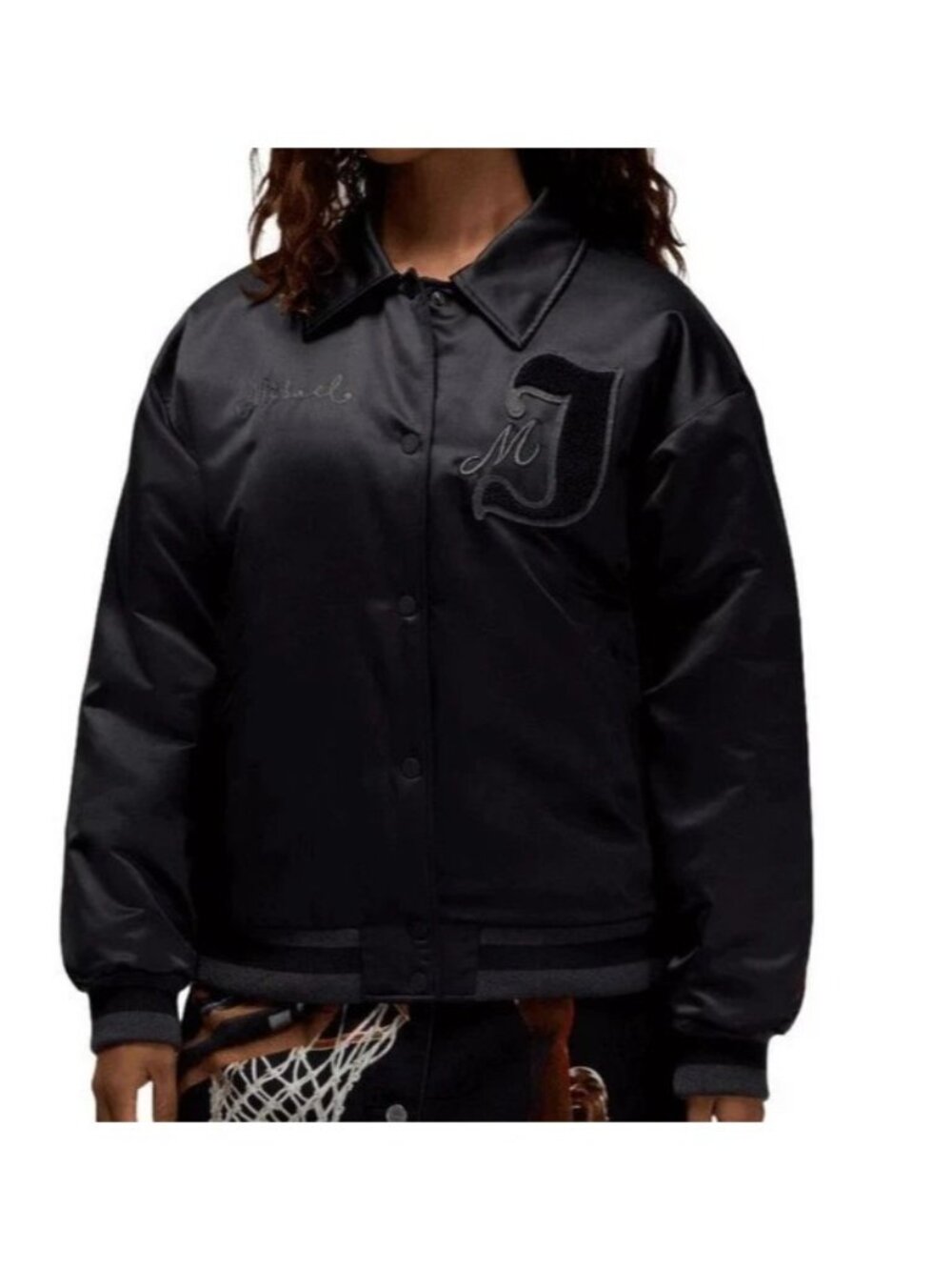 Women's Air Jordan Varsity Core Jacket Black Michael Sweater FV7137-010 Size M